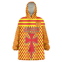Aragon Flag Wearable Blanket Hoodie Autonomous Community of Spain - Wonder Print Shop