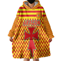 Aragon Flag Wearable Blanket Hoodie Autonomous Community of Spain - Wonder Print Shop