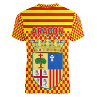 Aragon Flag Women V-Neck T-Shirt Autonomous Community of Spain - Wonder Print Shop