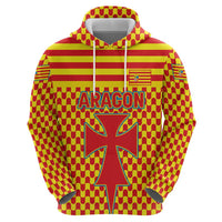 Aragon Flag Zip Hoodie Autonomous Community of Spain - Wonder Print Shop