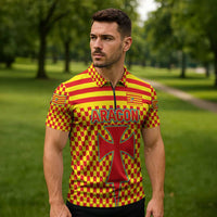 Aragon Flag Zipper Polo Shirt Autonomous Community of Spain - Wonder Print Shop