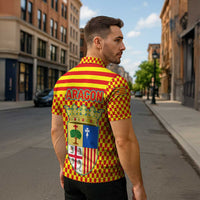 Aragon Flag Zipper Polo Shirt Autonomous Community of Spain - Wonder Print Shop