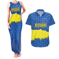 Asturias Flag Couples Matching Tank Maxi Dress and Hawaiian Shirt Autonomous Community of Spain - Wonder Print Shop