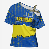 Asturias Flag Cross Shoulder Shirt Autonomous Community of Spain - Wonder Print Shop