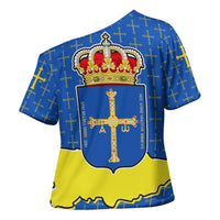 Asturias Flag Cross Shoulder Shirt Autonomous Community of Spain - Wonder Print Shop