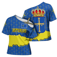 Asturias Flag Cross Shoulder Shirt Autonomous Community of Spain - Wonder Print Shop