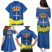 Asturias Flag Family Matching Puletasi and Hawaiian Shirt Autonomous Community of Spain - Wonder Print Shop