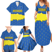 Asturias Flag Family Matching Summer Maxi Dress and Hawaiian Shirt Autonomous Community of Spain - Wonder Print Shop
