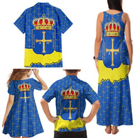 Asturias Flag Family Matching Tank Maxi Dress and Hawaiian Shirt Autonomous Community of Spain - Wonder Print Shop