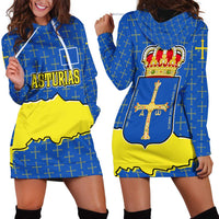 Asturias Flag Hoodie Dress Autonomous Community of Spain - Wonder Print Shop