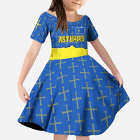 Asturias Flag Kid Short Sleeve Dress Autonomous Community of Spain - Wonder Print Shop