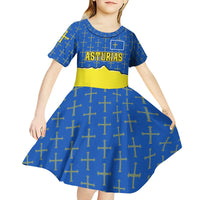 Asturias Flag Kid Short Sleeve Dress Autonomous Community of Spain - Wonder Print Shop