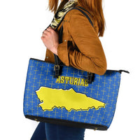 Asturias Flag Leather Tote Bag Autonomous Community of Spain - Wonder Print Shop