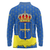 Asturias Flag Long Sleeve Polo Shirt Autonomous Community of Spain - Wonder Print Shop