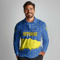 Asturias Flag Long Sleeve Polo Shirt Autonomous Community of Spain - Wonder Print Shop