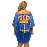 Asturias Flag Off Shoulder Short Dress Autonomous Community of Spain - Wonder Print Shop
