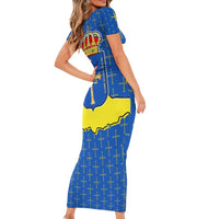 Asturias Flag Short Sleeve Bodycon Dress Autonomous Community of Spain - Wonder Print Shop
