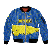 Asturias Flag Sleeve Zip Bomber Jacket Autonomous Community of Spain - Wonder Print Shop