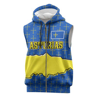 Asturias Flag Sleeveless Zip Hoodie Autonomous Community of Spain - Wonder Print Shop