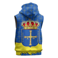 Asturias Flag Sleeveless Zip Hoodie Autonomous Community of Spain - Wonder Print Shop