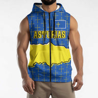Asturias Flag Sleeveless Zip Hoodie Autonomous Community of Spain - Wonder Print Shop