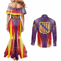 Balearic Islands Flag Couples Matching Mermaid Dress and Long Sleeve Button Shirt Autonomous Community of Spain - Wonder Print Shop