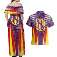 Balearic Islands Flag Couples Matching Off Shoulder Maxi Dress and Hawaiian Shirt Autonomous Community of Spain - Wonder Print Shop