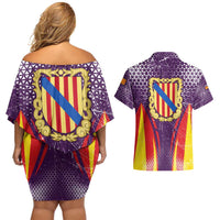 Balearic Islands Flag Couples Matching Off Shoulder Short Dress and Hawaiian Shirt Autonomous Community of Spain - Wonder Print Shop