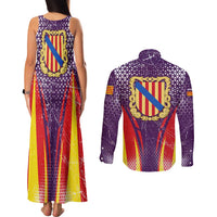 Balearic Islands Flag Couples Matching Tank Maxi Dress and Long Sleeve Button Shirt Autonomous Community of Spain - Wonder Print Shop
