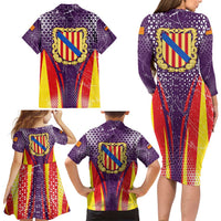 Balearic Islands Flag Family Matching Long Sleeve Bodycon Dress and Hawaiian Shirt Autonomous Community of Spain - Wonder Print Shop