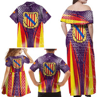 Balearic Islands Flag Family Matching Off Shoulder Maxi Dress and Hawaiian Shirt Autonomous Community of Spain - Wonder Print Shop