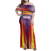 Balearic Islands Flag Family Matching Off Shoulder Maxi Dress and Hawaiian Shirt Autonomous Community of Spain - Wonder Print Shop