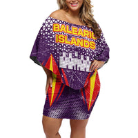 Balearic Islands Flag Family Matching Off Shoulder Short Dress and Hawaiian Shirt Autonomous Community of Spain - Wonder Print Shop