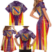 Balearic Islands Flag Family Matching Short Sleeve Bodycon Dress and Hawaiian Shirt Autonomous Community of Spain - Wonder Print Shop