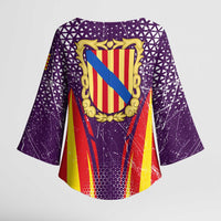 Balearic Islands Flag Kimono Sleeve Blouse Autonomous Community of Spain - Wonder Print Shop