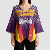 Balearic Islands Flag Kimono Sleeve Blouse Autonomous Community of Spain - Wonder Print Shop
