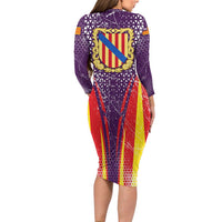 Balearic Islands Flag Long Sleeve Bodycon Dress Autonomous Community of Spain - Wonder Print Shop