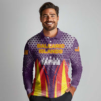 Balearic Islands Flag Long Sleeve Polo Shirt Autonomous Community of Spain - Wonder Print Shop