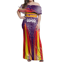 Balearic Islands Flag Off Shoulder Maxi Dress Autonomous Community of Spain - Wonder Print Shop