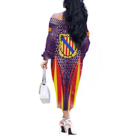 Balearic Islands Flag Off The Shoulder Long Sleeve Dress Autonomous Community of Spain - Wonder Print Shop