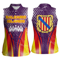 Balearic Islands Flag Women Sleeveless Polo Shirt Autonomous Community of Spain - Wonder Print Shop