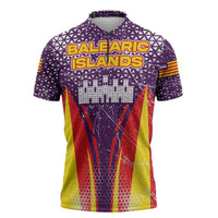 Balearic Islands Flag Zipper Polo Shirt Autonomous Community of Spain - Wonder Print Shop