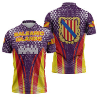 Balearic Islands Flag Zipper Polo Shirt Autonomous Community of Spain - Wonder Print Shop