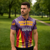 Balearic Islands Flag Zipper Polo Shirt Autonomous Community of Spain - Wonder Print Shop