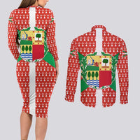 Basque Country Flag Couples Matching Long Sleeve Bodycon Dress and Long Sleeve Button Shirt Autonomous Community of Spain - Wonder Print Shop