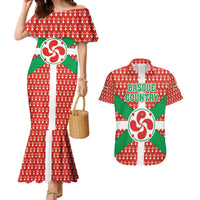 Basque Country Flag Couples Matching Mermaid Dress and Hawaiian Shirt Autonomous Community of Spain - Wonder Print Shop