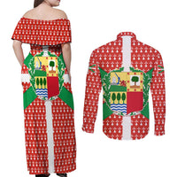 Basque Country Flag Couples Matching Off Shoulder Maxi Dress and Long Sleeve Button Shirt Autonomous Community of Spain - Wonder Print Shop