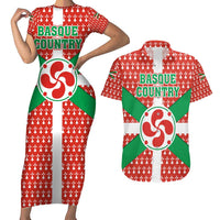 Basque Country Flag Couples Matching Short Sleeve Bodycon Dress and Hawaiian Shirt Autonomous Community of Spain - Wonder Print Shop