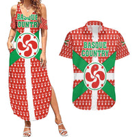 Basque Country Flag Couples Matching Summer Maxi Dress and Hawaiian Shirt Autonomous Community of Spain - Wonder Print Shop