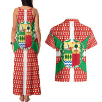 Basque Country Flag Couples Matching Tank Maxi Dress and Hawaiian Shirt Autonomous Community of Spain - Wonder Print Shop